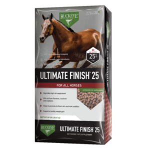 Buckeye Ultimate Finish 25. 40-lb bag. Equine fat supplement.