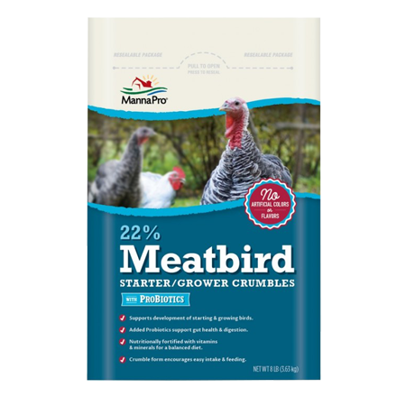 Manna Pro 22% Meatbird Starter/Grower Crumbles with Probiotics