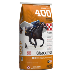 Purina Omolene Complete Advantage 400-50-lb. Horse feed.