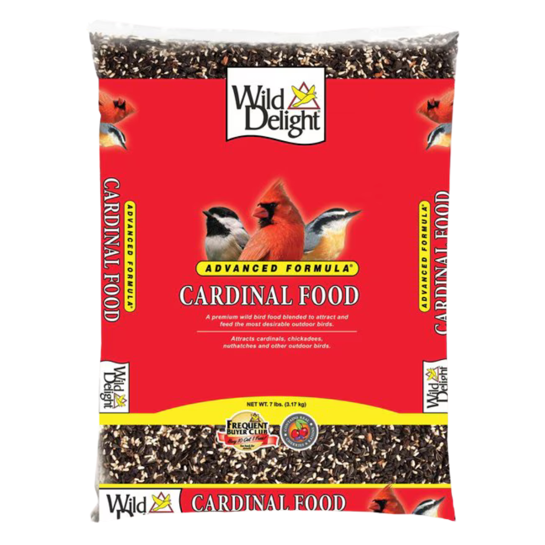 Wild Delight Advanced Formula Cardinal Food. Red feed bag.
