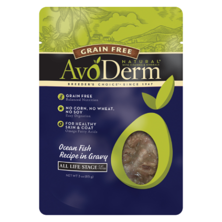 AvoDerm Natural Grain Free Ocean Fish Recipe in Gravy wet cat food pouch