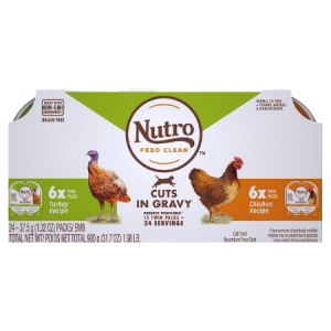 Nutro Perfect Portions Grain-Free Cuts in Gravy Multi-Pack Real Turkey & Real Chicken Recipe Cat Food Trays