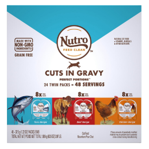 Nutro Perfect Portions Grain-Free Cuts in Gravy Variety Pack Beef, Tuna & Chicken Recipe Cat Food Trays