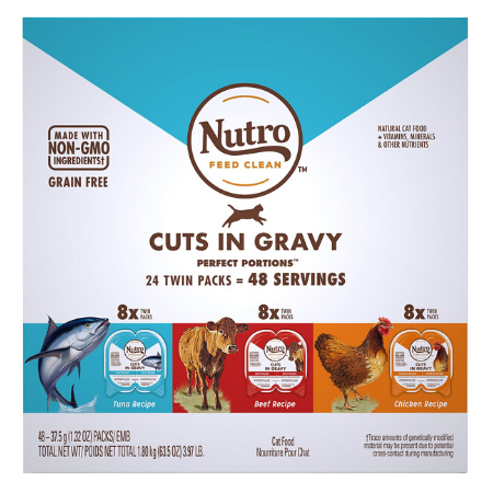 Nutro Perfect Portions Grain-Free Cuts in Gravy Variety Pack Beef, Tuna & Chicken Recipe Cat Food Trays