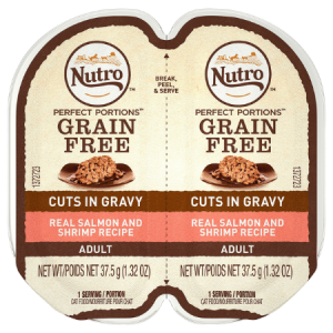 Nutro Perfect Portions Grain-Free Cuts in Gravy Real Salmon & Shrimp Recipe Cat Food Trays,
