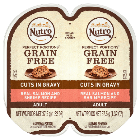 Nutro Perfect Portions Grain-Free Cuts in Gravy Real Salmon & Shrimp Recipe Cat Food Trays,