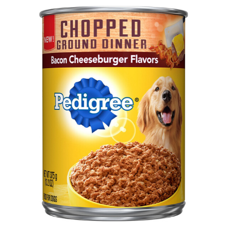 Pedigree Chopped Ground Dinner Bacon Cheeseburger Flavors Canned Dog Food