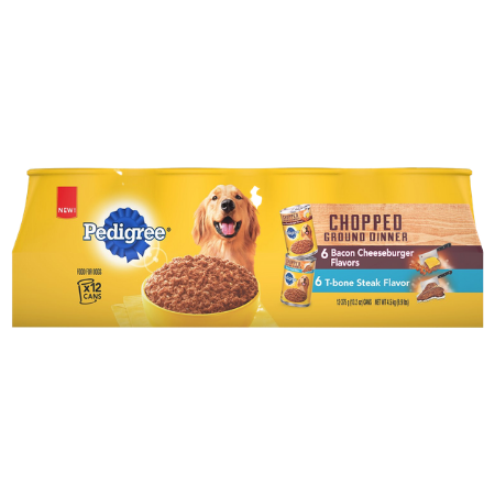 Pedigree Chopped Ground Dinner Cheeseburger & Steak Flavor Variety Pack Canned Dog Food