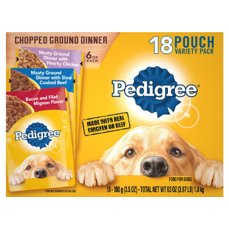 Pedigree Chopped Ground Dinner Variety Pack With Chicken, Filet Mignon & Beef Wet Dog Food