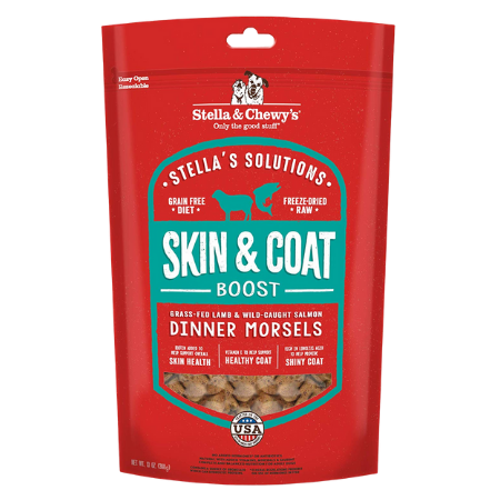 Stella & Chewy's Skin & Coat Boost Freeze Dried Dog Food, Grass Fed Lamb & Wild-Caught Salmon