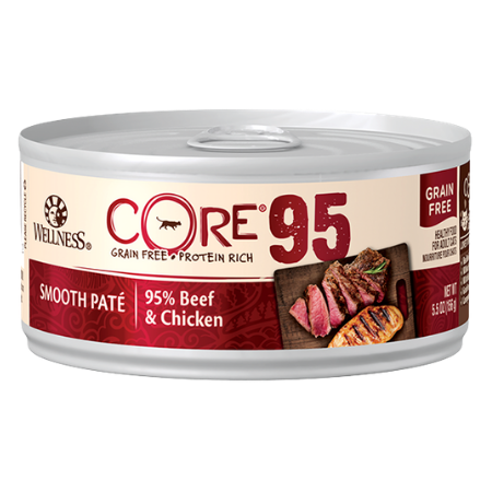 Wellness Core 95% Grain-Free Canned Cat Food, Beef & Chicken