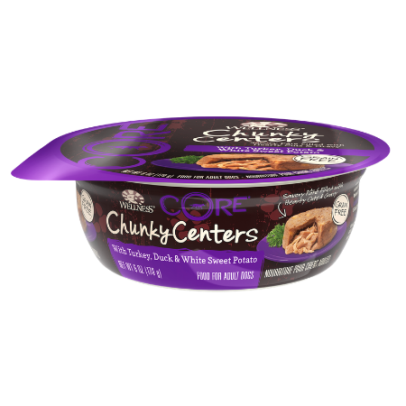 Wellness CORE Chunky Centers with Turkey, Duck & White Sweet Potato Grain-Free Wet Dog Food