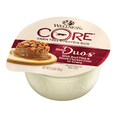 Wellness CORE Divine Duos Beef Pate & Diced Chicken Liver in Gravy Grain-Free Wet Cat Food
