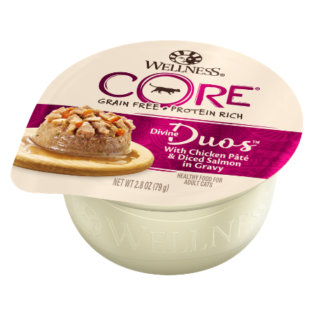 Wellness CORE Divine Duos Chicken Pate & Diced Salmon in Gravy Grain-Free Wet Cat Food
