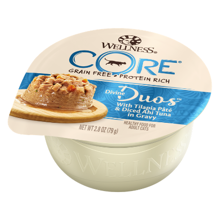Wellness CORE Divine Duos Tilapia Pate & Diced Ahi Tuna in Gravy Grain-Free Wet Cat Food