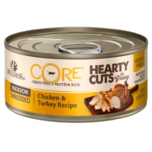 Wellness CORE Grain-Free Hearty Cuts in Gravy Indoor Shredded Chicken & Turkey Recipe Canned Cat Food