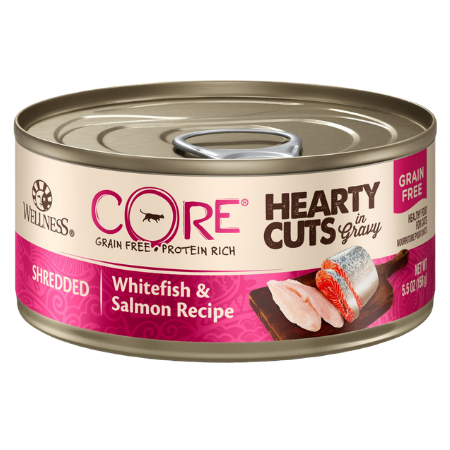 Wellness CORE Grain-Free Hearty Cuts in Gravy Shredded Whitefish & Salmon Recipe Canned Cat Food
