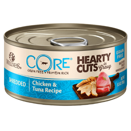 Wellness CORE Grain-Free Hearty Cuts in Gravy Shredded Chicken & Tuna Recipe Canned Cat Food