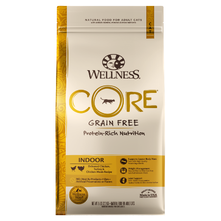 Wellness Core Grain-Free Indoor, Deboned Chicken, Turkey, & Chicken Meals Recipe Dry Cat Food