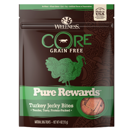 Wellness CORE Pure Rewards Grain-Free Turkey Jerky Bites Dog Treats