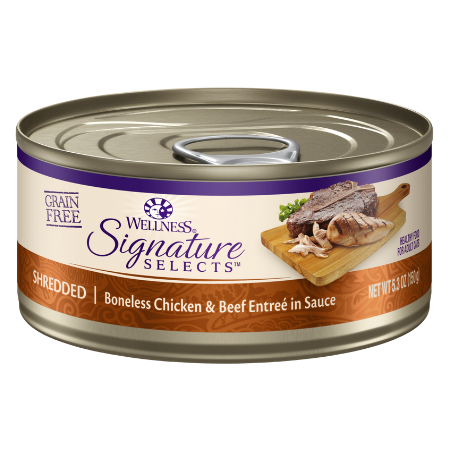 Wellness CORE Signature Selects Shredded Boneless Chicken & Beef Entree in Sauce Grain-Free Canned Cat Food