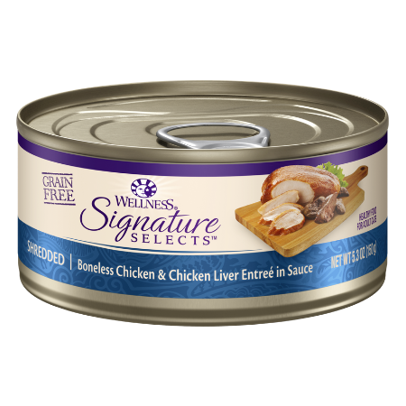 Wellness CORE Signature Selects Shredded Boneless Chicken & Chicken Liver Entree in Sauce Grain-Free Canned Cat Food