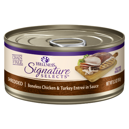 Wellness CORE Signature Selects Shredded Boneless Chicken & Turkey Entree in Sauce Grain-Free Canned Cat Food