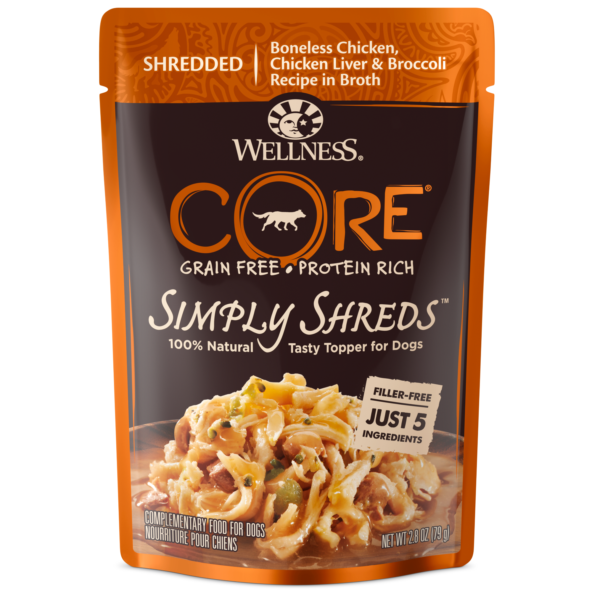 Wellness CORE Simply Shreds Grain-Free Chicken, Beef & Carrots Wet Dog Food Topper