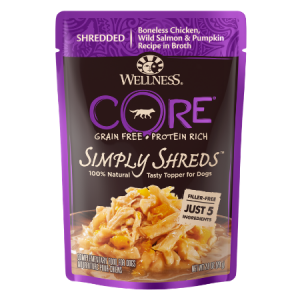 Wellness CORE Simply Shreds Grain-Free Chicken, Wild Salmon & Pumpkin Wet Dog Food Topper