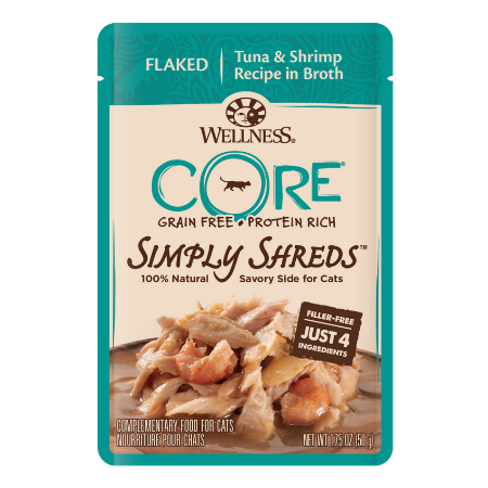 Wellness CORE Simply Shreds Grain-Free Tuna & Shrimp Wet Cat Food Topper