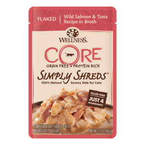 Wellness CORE Simply Shreds Grain-Free Wild Salmon & Tuna Wet Cat Food Topper,