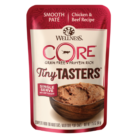 Wellness CORE Tiny Tasters Chicken & Beef Pate Grain-Free Cat Food Pouches