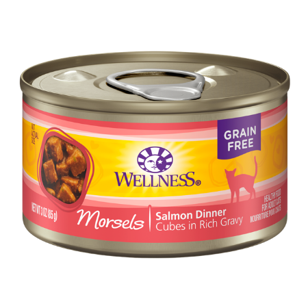 Wellness Cubed Salmon Dinner Morsels in Gravy Grain-Free Canned Cat Food