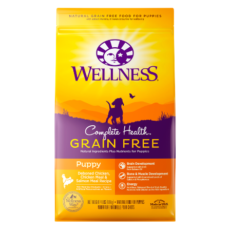 Wellness Grain-Free Complete Health Puppy Deboned Chicken, Chicken Meal & Salmon Meal Recipe Dry Dog Food