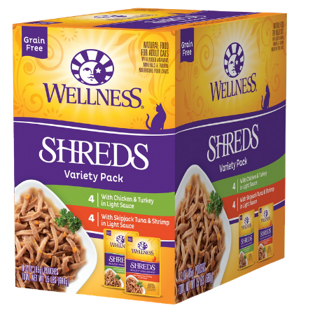 Wellness Healthy Indulgence Grain-Free Shreds Variety Pack, Wet Cat Food