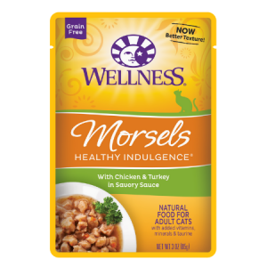 Wellness Healthy Indulgence Morsels with Chicken & Turkey in Savory Sauce Grain-Free Wet Cat Food Pouches