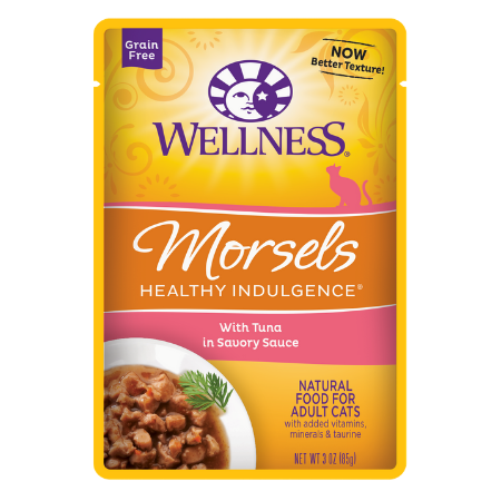 Wellness Healthy Indulgence Morsels with Tuna in Savory Sauce Grain-Free Wet Cat Food Pouches