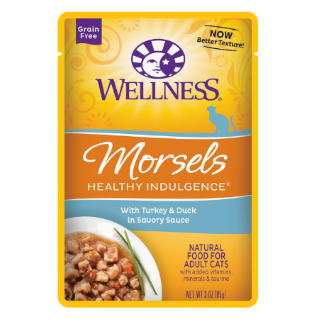 Wellness Healthy Indulgence Morsels with Turkey & Duck in Savory Sauce Grain-Free Wet Cat Food Pouches
