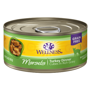 Wellness Morsels Turkey Dinner Cubes in Rich Gravy Grain-Free Canned Cat Food