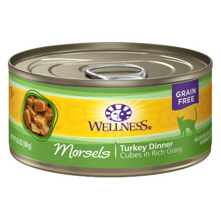Wellness Morsels Turkey Dinner Cubes in Rich Gravy Grain-Free Canned Cat Food