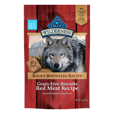 Blue Buffalo Wilderness Rocky Mountain Red Meat Recipe Biscuits Grain-Free Dog Treats