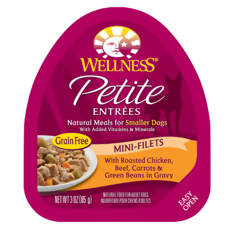Wellness Petite Entrees Mini-Filets with Roasted Chicken, Beef, Carrots & Green Beans in Gravy Grain-Free Wet Dog Food