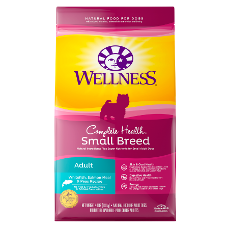 Wellness Small Breed Complete Health Adult Whitefish, Salmon Meal & Peas Recipe Dry Dog Food