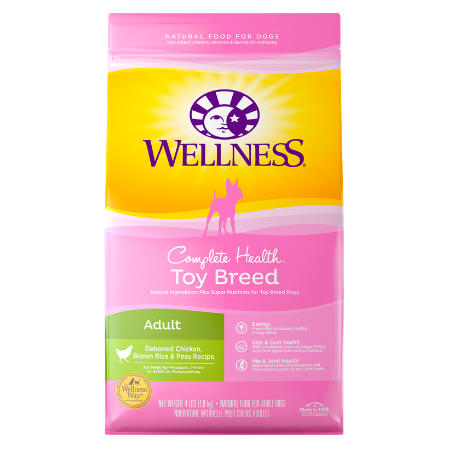 Wellness Toy Breed Complete Health Adult Deboned Chicken, Brown Rice & Peas Recipe Dry Dog Food