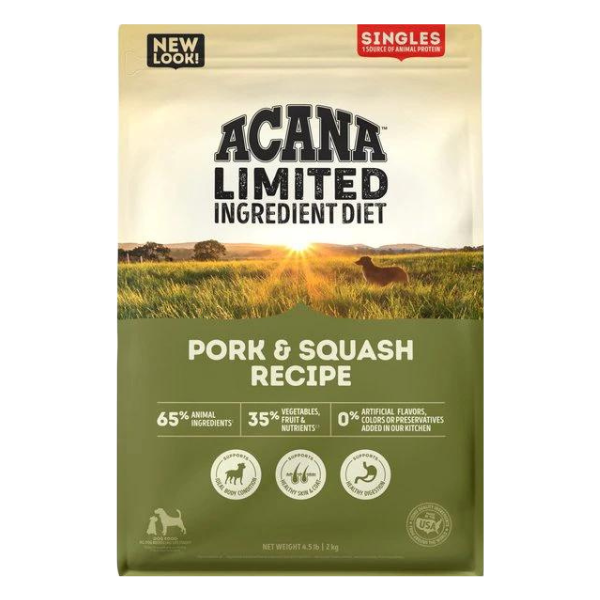 ACANA Singles Limited Ingredient Diet Pork & Squash Recipe Grain-Free Dry Dog Food 4.5lb