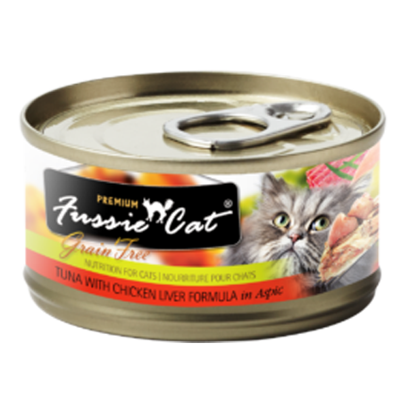 Fussie Cat Premium Tuna with Chicken Liver Formula in Aspic Grain-Free Canned Cat Food