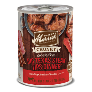 Merrick Chunky Grain Free Big Texas Steak Tips Canned Dog Food