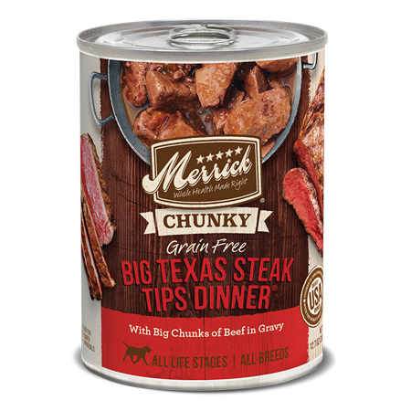 Merrick Chunky Grain Free Big Texas Steak Tips Canned Dog Food