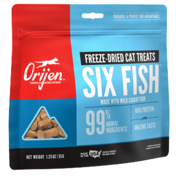 Orijen Freeze Dried Six Fish Recipe Cat Treats 1.25-oz