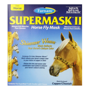 SuperMask® II Horse Fly Mask Shimmer Weave™ Copper Mesh/Cheetah Trim Horse